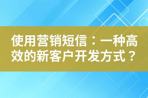 使用營銷短信：一種高效的新客戶開發方式？