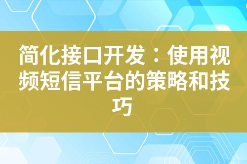 簡化接口開發(fā)：使用視頻短信平臺的策略和技巧